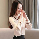 Woman's Long-Sleeve Button-Up Shirt-Apricot-2