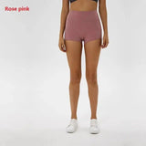 Coloravlue Soft Nylon Fitness Jogger Shorts Women High Waist-Rosepink-18