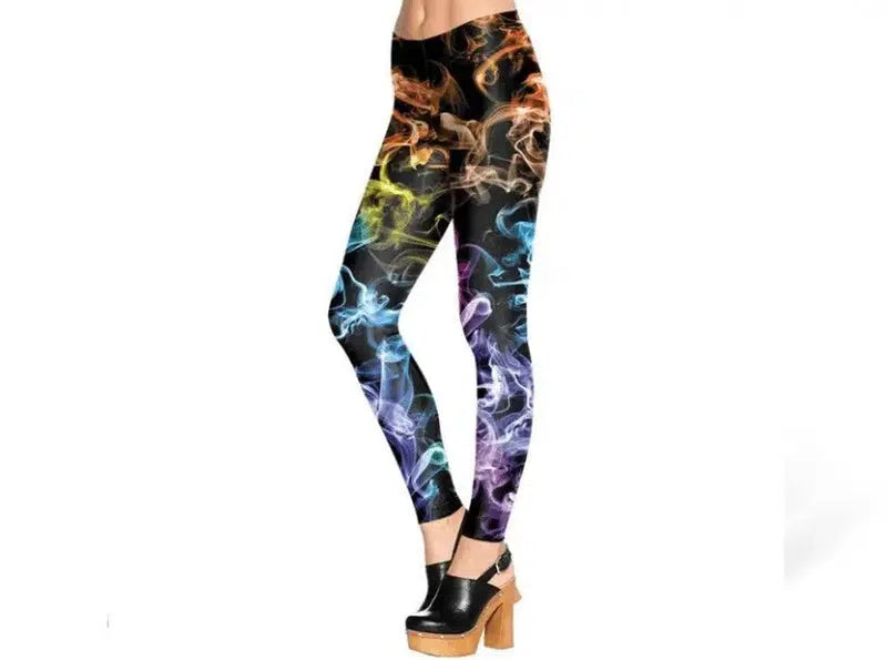 Digital Printed Slim-Fit Leggings-Black-2