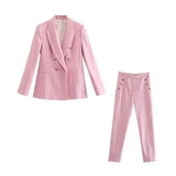 Double-Breasted Blazer and Trousers Set-A set of jacket and pants-1