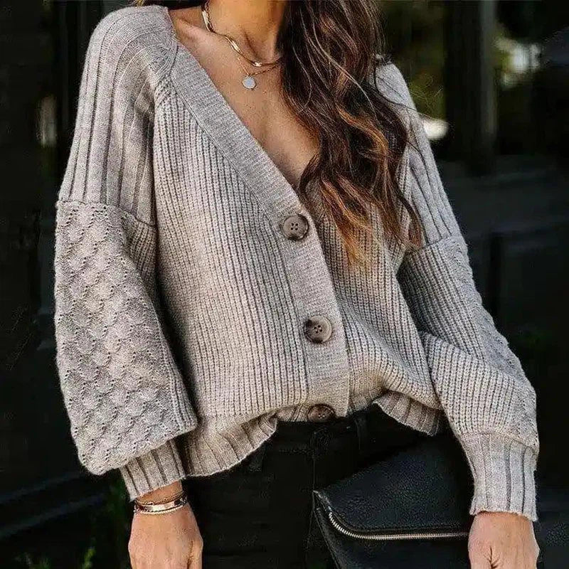 Women's Buttoned Knit Cardigan Sweater-1