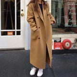 LOVEMI - Lovemi - Fashion Double-Breasted Loose Long Woolen Coat