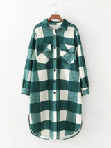 LOVEMI - Lovemi - Fashion loose Lapel plaid coat shows thin coat