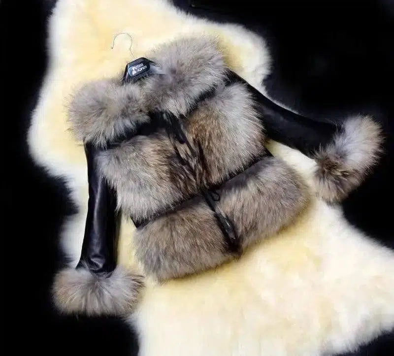 Faux fur coat-Grey-1