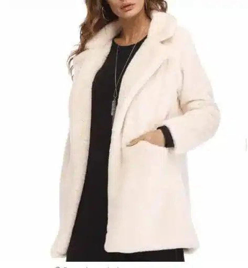 Chic Plus Size Faux Fur Coat for All Occasions-Beige-10