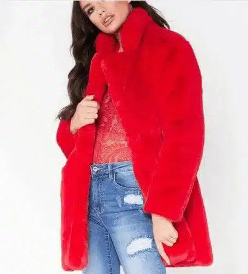 Chic Plus Size Faux Fur Coat for All Occasions-gules-9