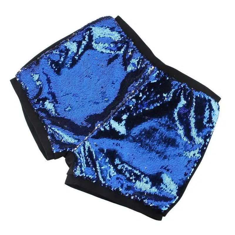 Female sequin shorts-Bluesilver-25