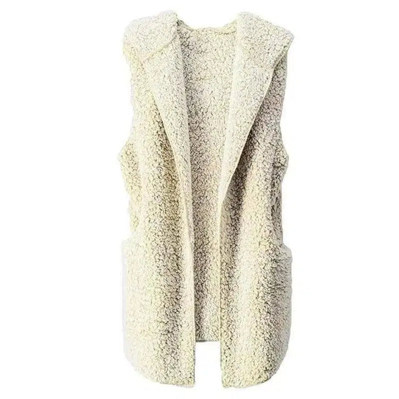 Fleece plush vest-Beige-5