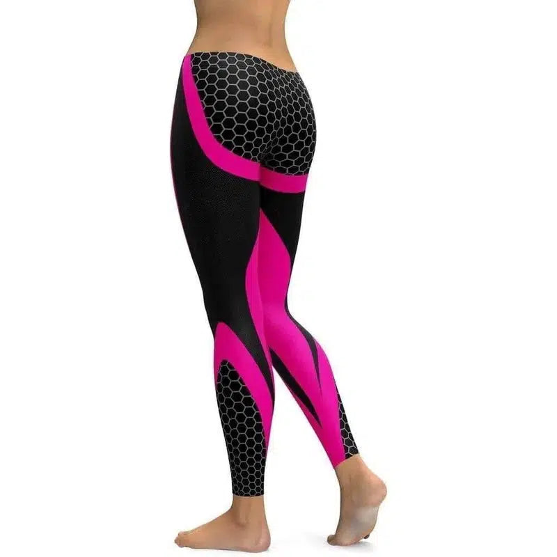 LOVEMI - Lovemi - Geometric Honeycomb Digital Printing Pants, Yoga