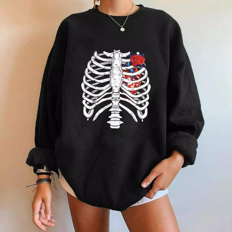 Halloween Themed Oversized Sweatshirt-Black-16