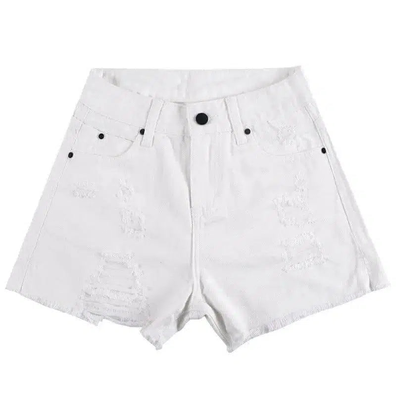 LOVEMI - Lovemi - High Waist Ripped Denim Shorts