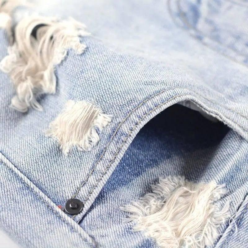 LOVEMI - Lovemi - High Waist Ripped Denim Shorts