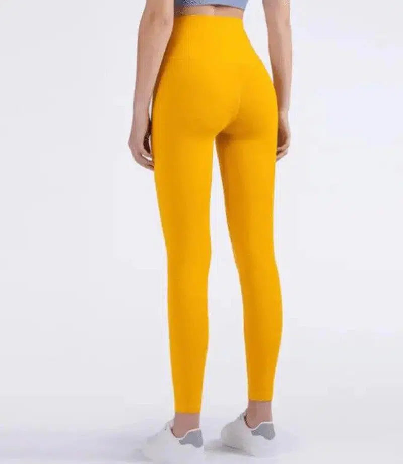 High Waist Sports Slim Fitness Yoga Pants-Yellow-2