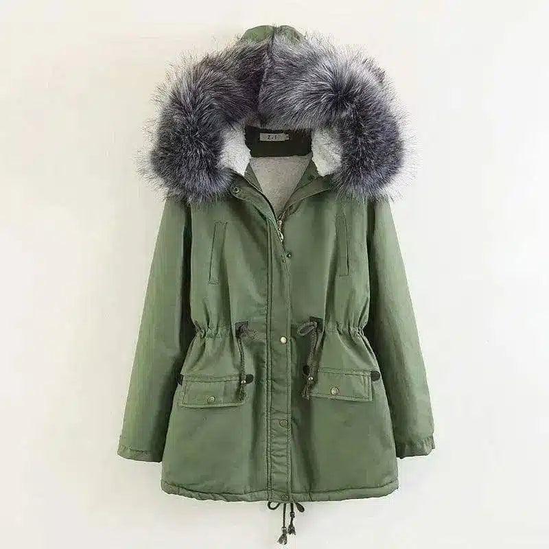 LOVEMI - Lovemi - Hooded large fur collar plus fleece coat