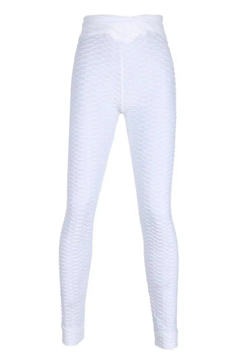 Jacquard V waist hip yoga pants tight sweatpants-Jacquard V waist white-2