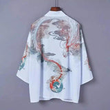 Kimono cardigan boys and girls thin coat-White Ukiyo e Dragon-4