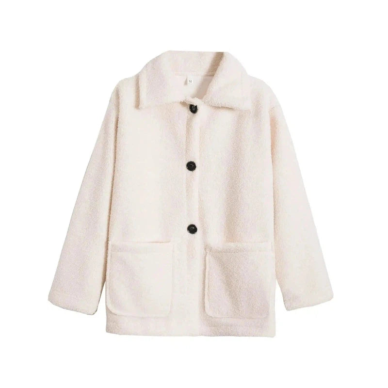 Korean Casual Fur Coat With Thickened Velvet And Warmth-White-2