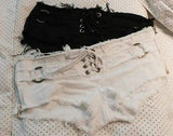 Lace-up Ripped Shorts For Women-3