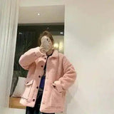 LAZYS winter new loose ifashion cotton jacket Korean version-Pink-2