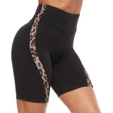 Leopard Stitching Yoga Pants Leggings Shorts Women-Black leopard-4