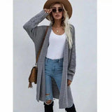 Women's Long Knit Cardigan Sweater-Dark Grey-1