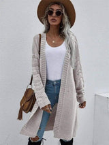 Women's Long Knit Cardigan Sweater-Grey-7