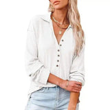 LOVEMI - Lovemi - Long Sleeve Lapel Shirt Hanging Striped Top