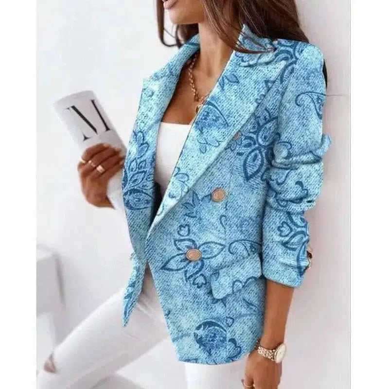 LOVEMI - Lovemi - Long-Sleeved Double-Breasted Fashion Print Suit