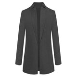 Chic Plus Sized Longline Blazer for All Seasons-Dark grey-2