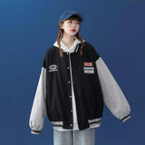 Unisex Varsity Jacket with Snap Buttons-Black-1