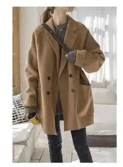 Women's Double-Breasted Trench Coat-Camel-3