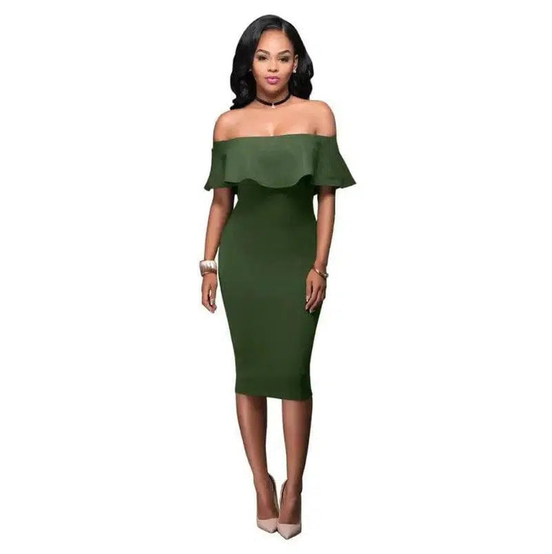 LOVEMI - Lovemi - Off Shoulder Ruffles Dress