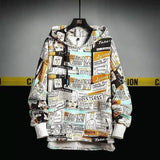 Oversized Spring Printed Hoodie For Men-Yellow-4