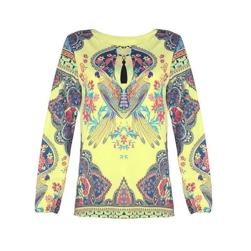 LOVEMI - Lovemi - Personalized Print Round Neck Lantern Sleeve Shirt