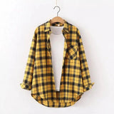 Plaid Cotton Casual Shirt with Pocket-Black and yellow grid-7