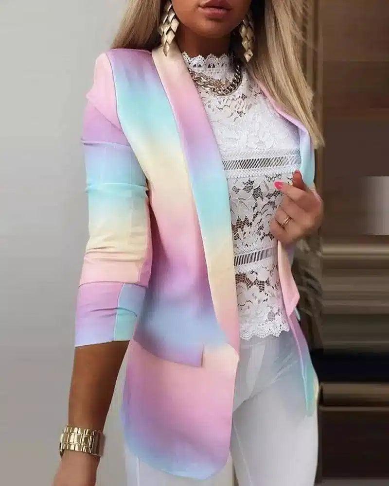 LOVEMI - Lovemi - Polyester Fiber Casual Gradient Print Jacket