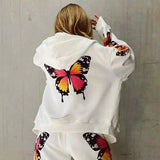 LOVEMI - Lovemi - Printed Color Big Butterfly Casual Hooded