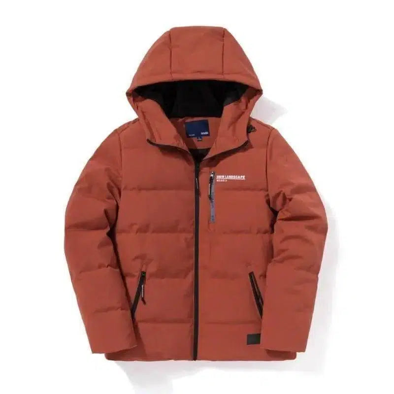 Printed hooded warm jacket-Orange-4