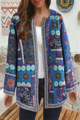 LOVEMI - Lovemi - Printed Loose Long Sleeve Jacket Cardigan