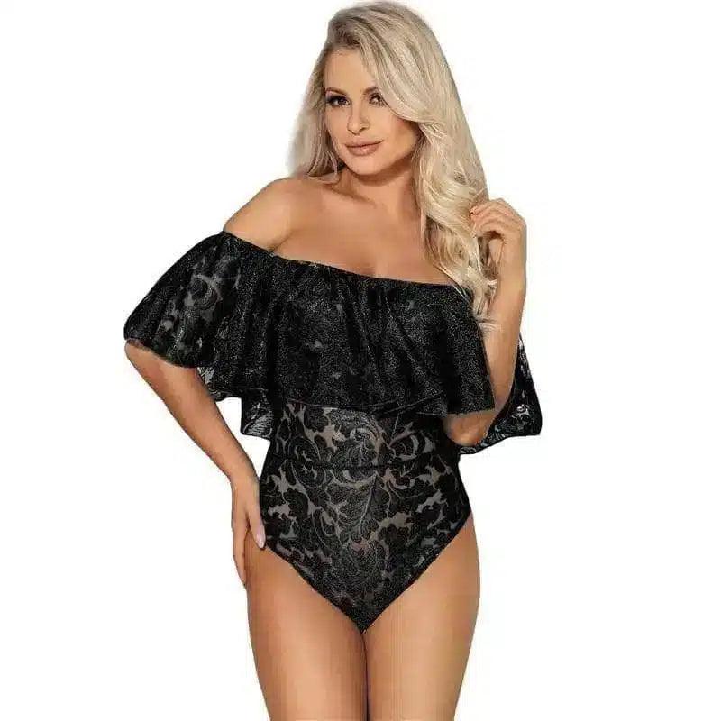 LOVEMI - Lovemi - Sexy One-piece Off-the-shoulder Pajamas With Lotus