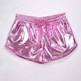 Shiny metallic casual booties shorts-Lavender-18