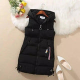 LOVEMI - Lovemi - Sleeveless Waistcoat Mid-Length Hooded Waistcoat