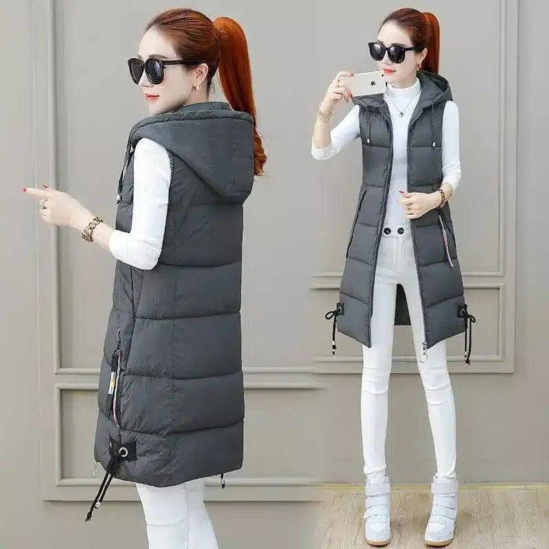 LOVEMI - Lovemi - Slim Mid-length Down Cotton Vest Jacket