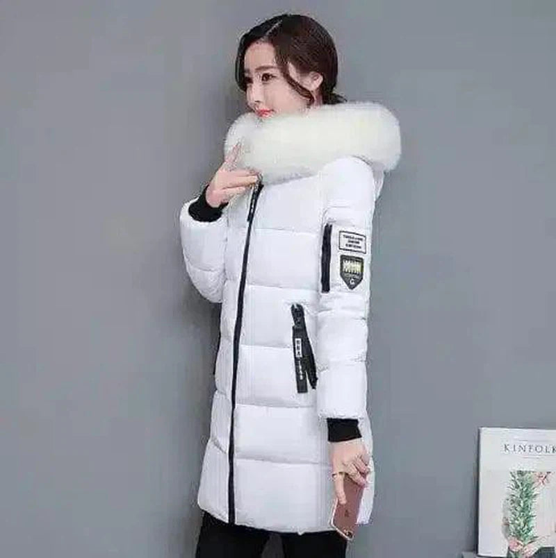 LOVEMI - Lovemi - Slim thick cotton jacket large fur collar cotton