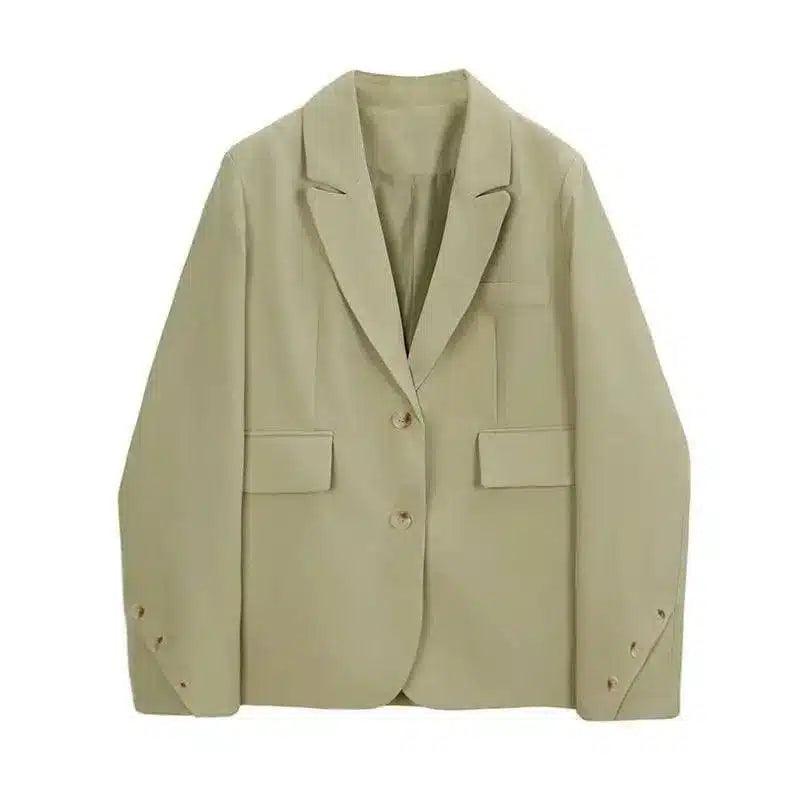 Classic Men's Blazer with Front Pockets-Mustard green-5