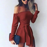 Stitched One-Shoulder Solid Color Jumpsuit-Wine red-5