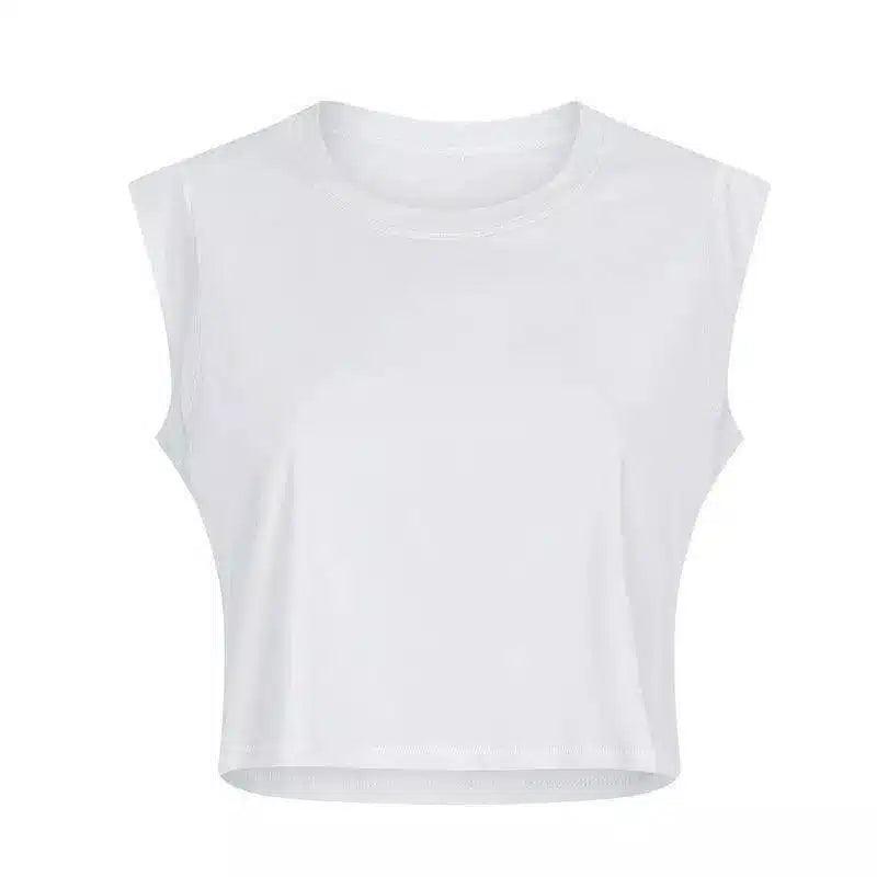 Women's Sleeveless Crop Top for Casual Wear-White-3