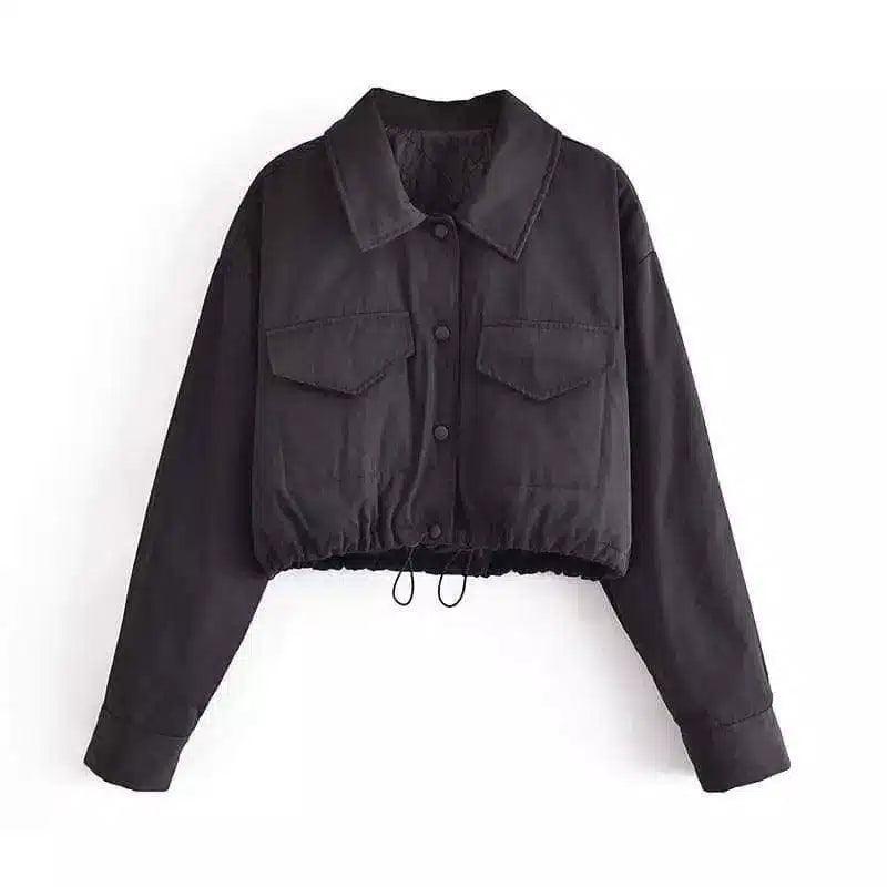 Summer Padded Jacket Short Coat-Black-1