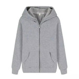 Unisex Zip-Up Hoodie with Pockets-Grey-5