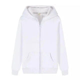 Unisex Zip-Up Hoodie with Pockets-White-6